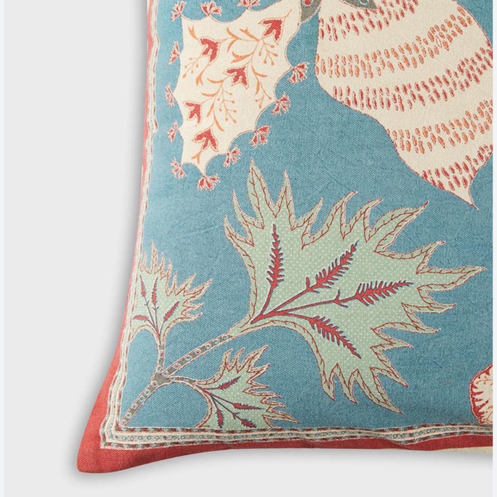 NWT Fabindia Blue Inaya cotton printed accent throw pillow covers SET OF TWO - Picture 9 of 12